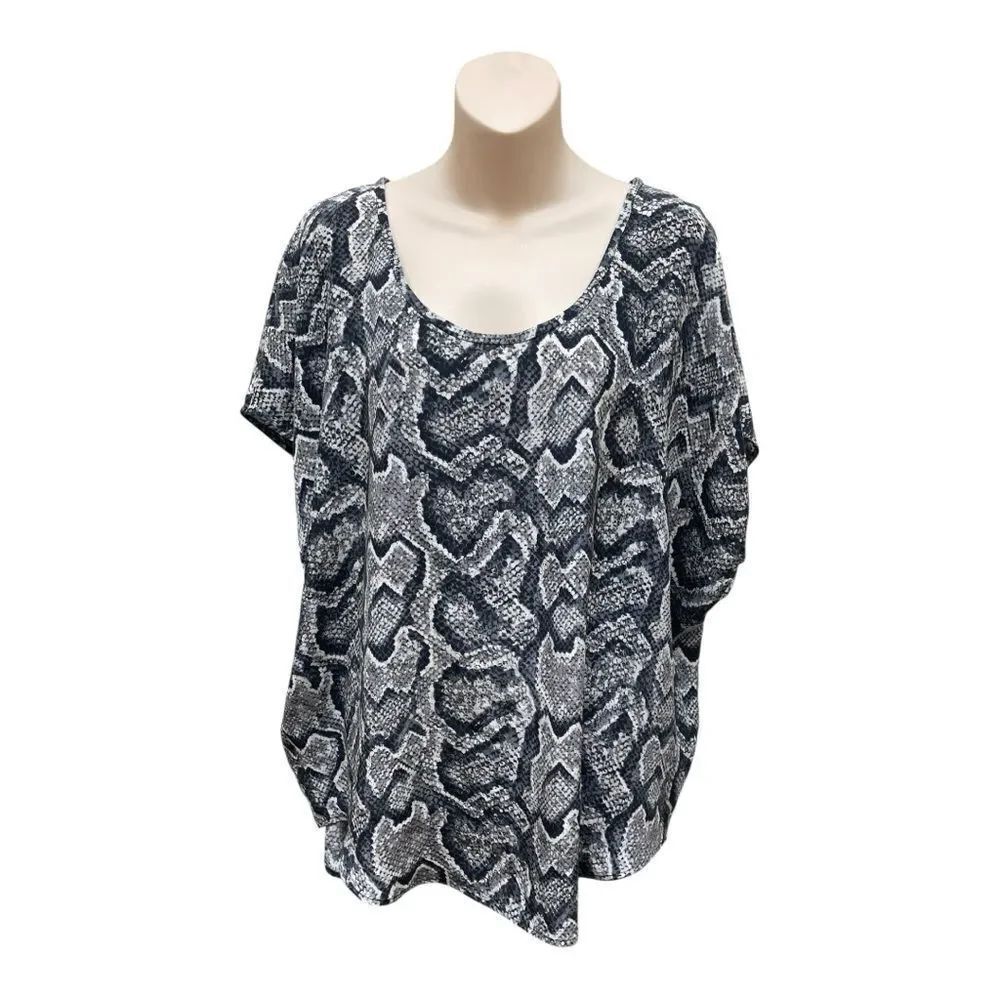 Joie 100% Silk Joann Oversized Sleeveless Top Gray Black Caviar Size L Flowy